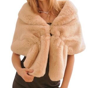 Over Size Premium Faux Fur Shawl Wrap Stole